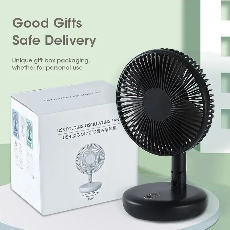 Folding Telescopic Floor Stand Fan Portable 6 Inch USB Rechargeable Adjustable Height Super Quiet 3 Speeds for Bedroom Peaceful Pleasures Health and Wellness