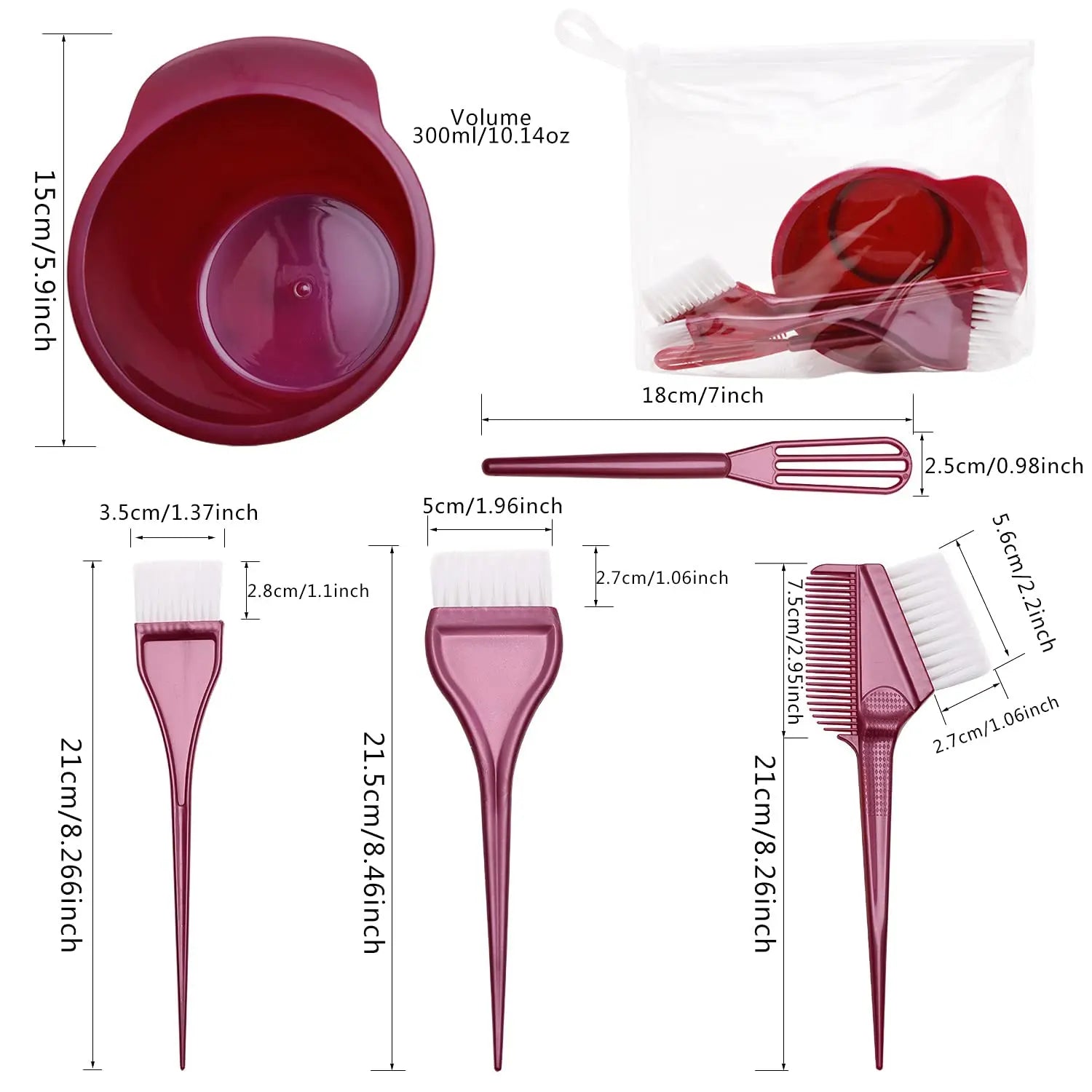 Premium Salon Hair Dye Kit 5PCS Hair Coloring Brush and Bowl Set DIY Hair Dyeing Bleach Barber Hair Color Applicator Tools Peaceful Pleasures Health and Wellness