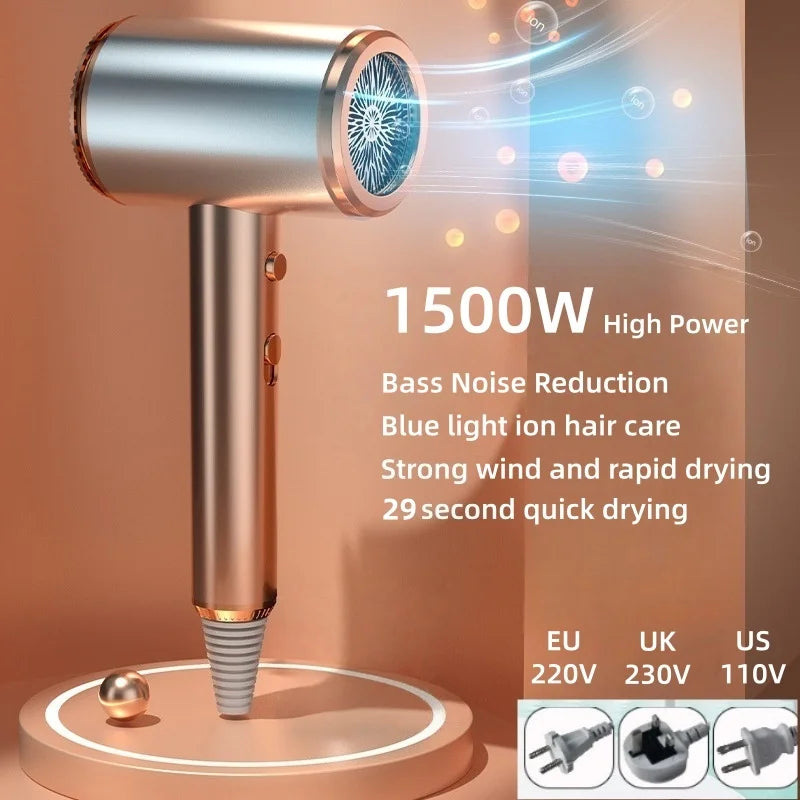 New Low Radiation Hair Dryer With UK/US/EU Plug, 29 Second Quick Drying, Ultra Quiet Blue Light Negative Free Hammer Hair Dryer Peaceful Pleasures Health and Wellness