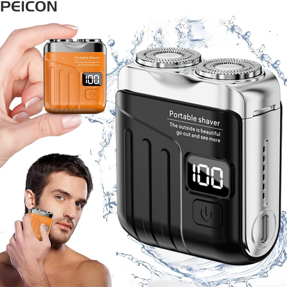 Portable Mini Electric Shaver for Men Beard Trimmer Men's Electric Razor USB Rechargeable Dual Blade Electric Shaving Machine Peaceful Pleasures Health and Wellness