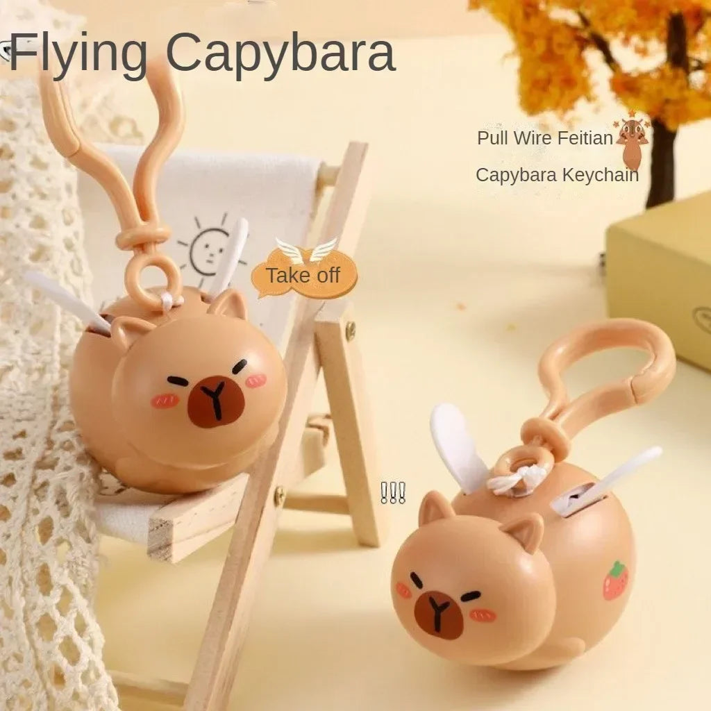 Capybara Pull String Flying Keychain Bag Charm Toy | 1–20 PCS