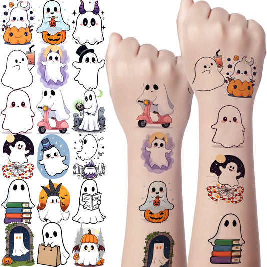 63-Pack Halloween Temporary Tattoos – Waterproof Ghost Stickers Temporary Tattoo Stickers Oasis Select