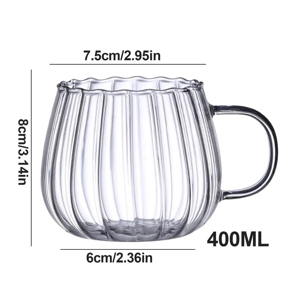 400ml Pumpkin Shape Glass Mug | Dishwasher Safe Coffee & Tea Cup Glass Mug Peaceful Pleasures Health and Wellness A 301-400ml