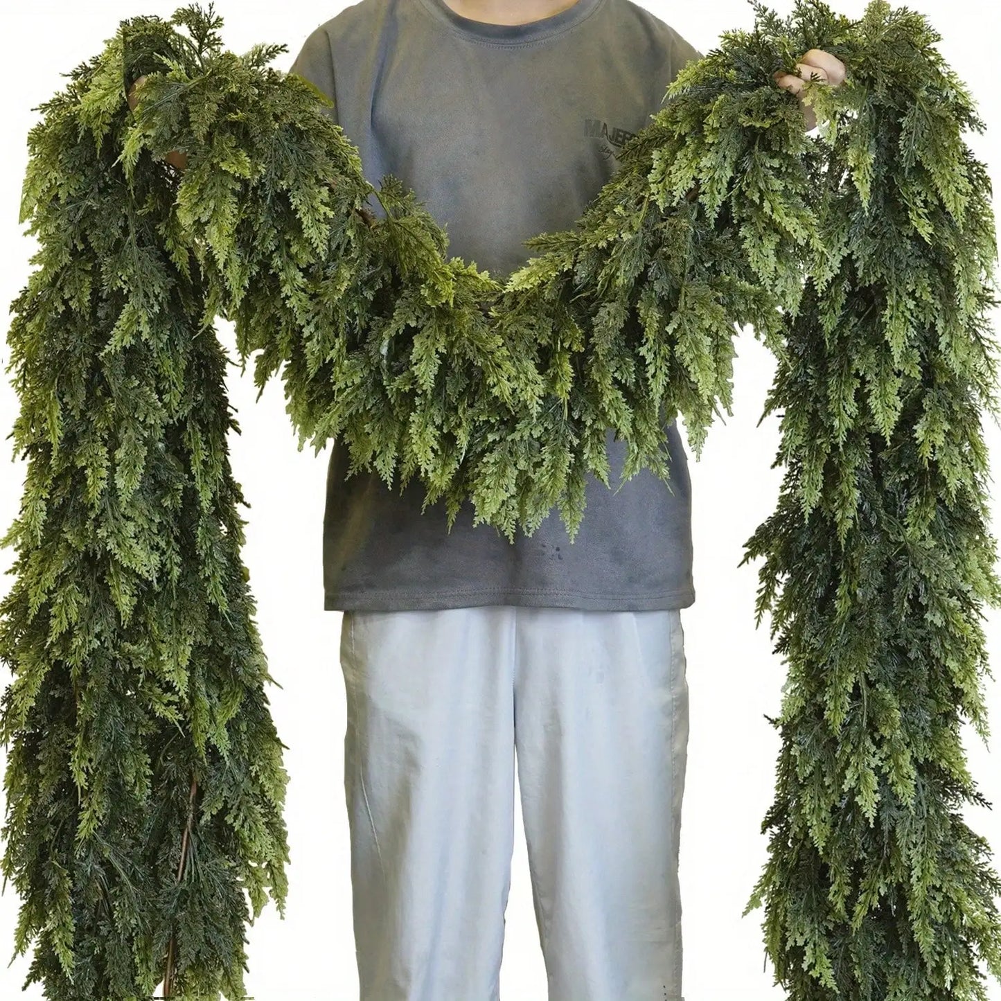 70in Artificial Christmas Garland, Dense Norfolk Pine Vine Wreath for Door Wall Mantle, Cedar Rattan Holiday Decor, 180cm Long Peaceful Pleasures Health and Wellness green 180cm 70.06inch