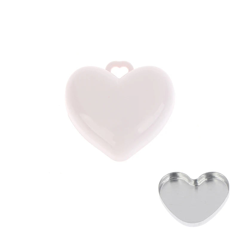 1Pcs Heart Shape Mini Empty Blush Powder Box Eye Shadow Container With Mirror And Aluminum Pan Key Chain Lipstick Case Packaging Peaceful Pleasures Health and Wellness White