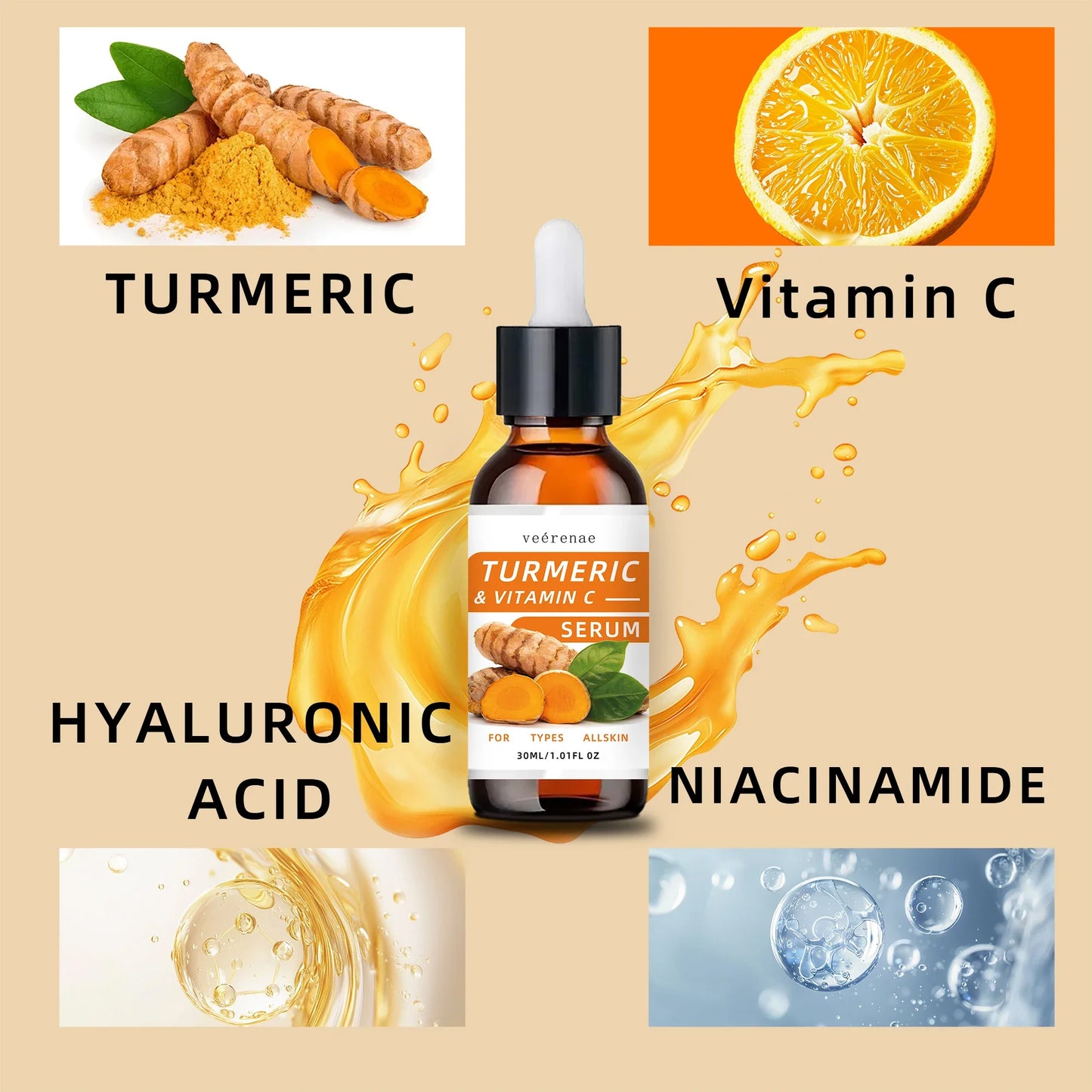 Turmeric & Vitamin C Face Serum – Hydrating & Brightening