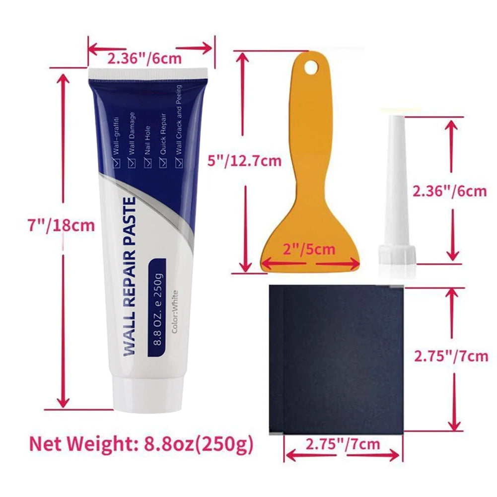 Dry Wall Patch Repair Kit 250g Wall Mending Agents Multi-Functional Quick-Drying Wall Repair Paste Heavy Duty Concrete Sealant Peaceful Pleasures Health and Wellness