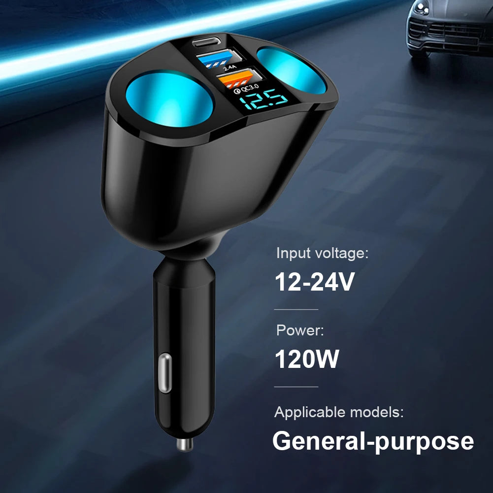 Car Cigarette Lighter Socket Splitter PD QC3.0 12V-24V Car Phone Charger 2.4A Phone Charger Socket for Mobile Phone DVR Charging Peaceful Pleasures Health and Wellness