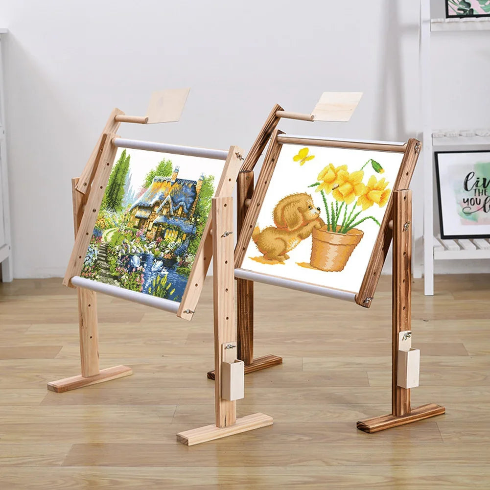 Adjustable Solid Wood Cross Stitch Rack Wooden Stand Desktop Cross Stitch Embroidery Frame Cross Stitch Tool Accessory Peaceful Pleasures Health and Wellness