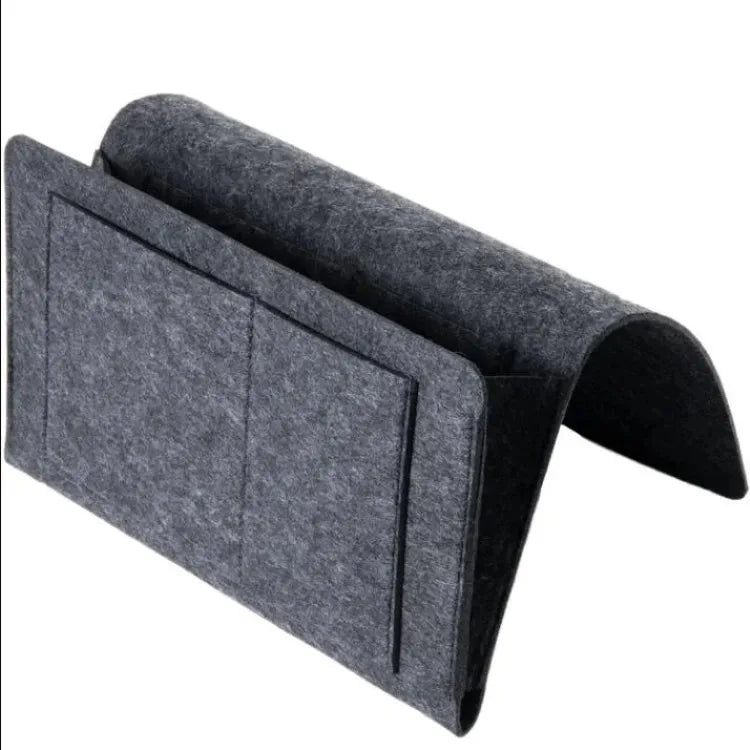 Felt Bedside Storage Organizer Anti-slip Bedside Bag Bed Sofa Side Hanging Couch Storage Remote Control Bed Holder Pockets Peaceful Pleasures Health and Wellness black M