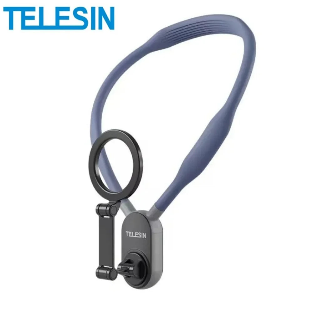 TELESIN Silicone Magnetic Quick Release Neck Mount Hold for IPhone 15 14 13 12 11 10 SAMSUNG HUAWEI XIAOMI Phone Accessories Peaceful Pleasures Health and Wellness 1 Pc Blue