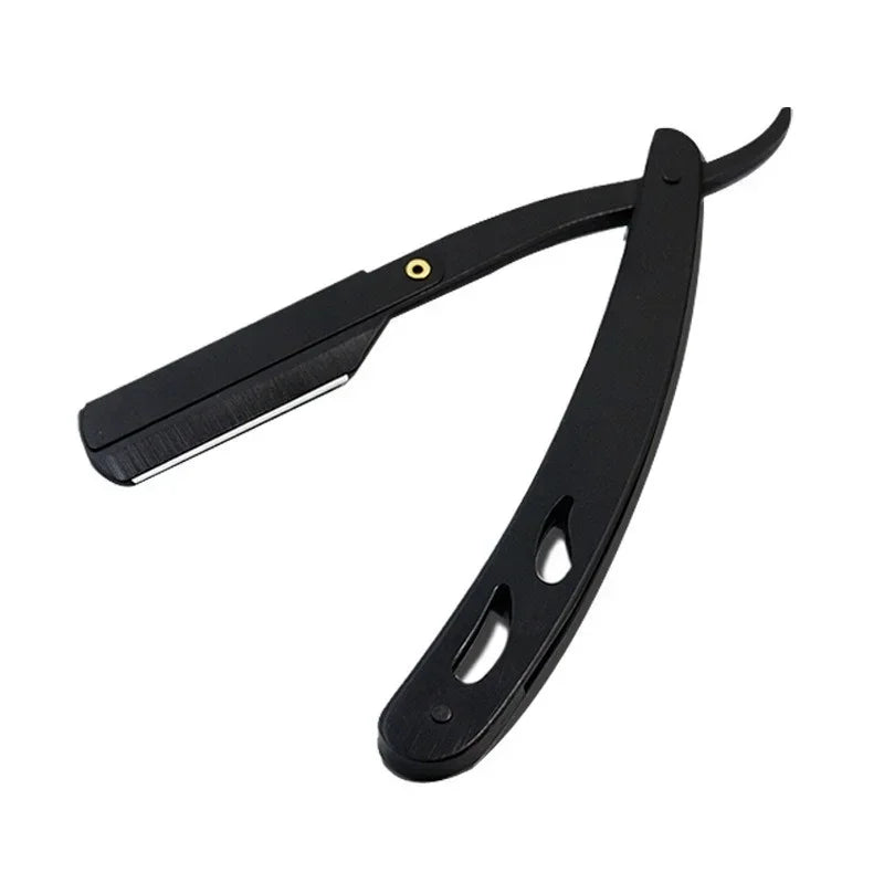 Foldable Stainless Steel Straight Razor – Vintage Barber Blade Straight Shaving Razor Peaceful Pleasures Health and Wellness black