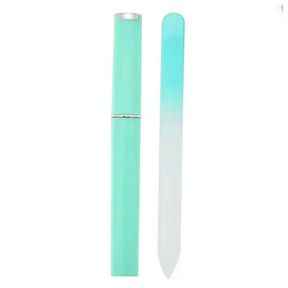 Crystal Glass Nail File with Case — Double-Sided Polish Nail Art Tools Peaceful Pleasures Health and Wellness green