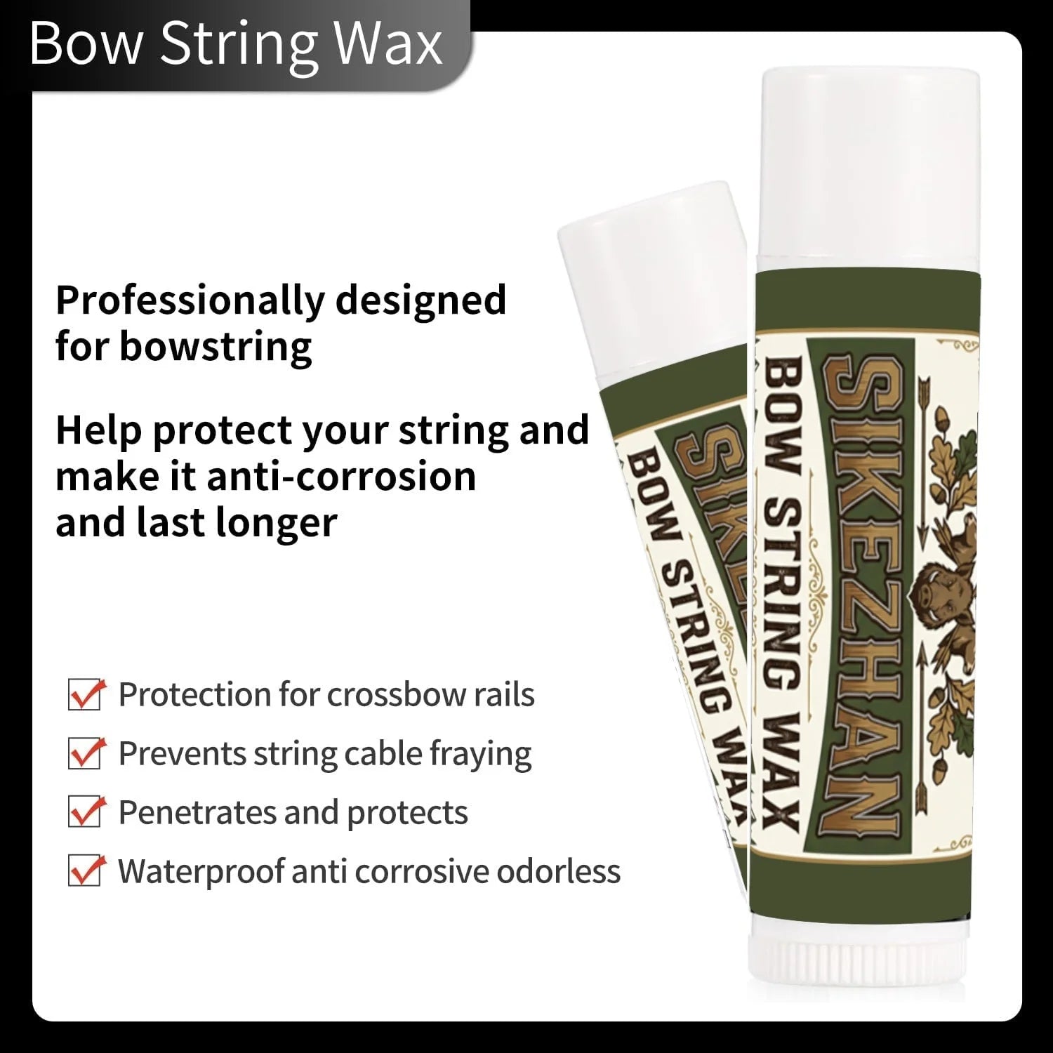 6g Archery Bow String Wax Rail Lube Stick Universal for Crossbow Compound Recurve Bows Waterproof Maintenance Protects & Frays Peaceful Pleasures Health and Wellness