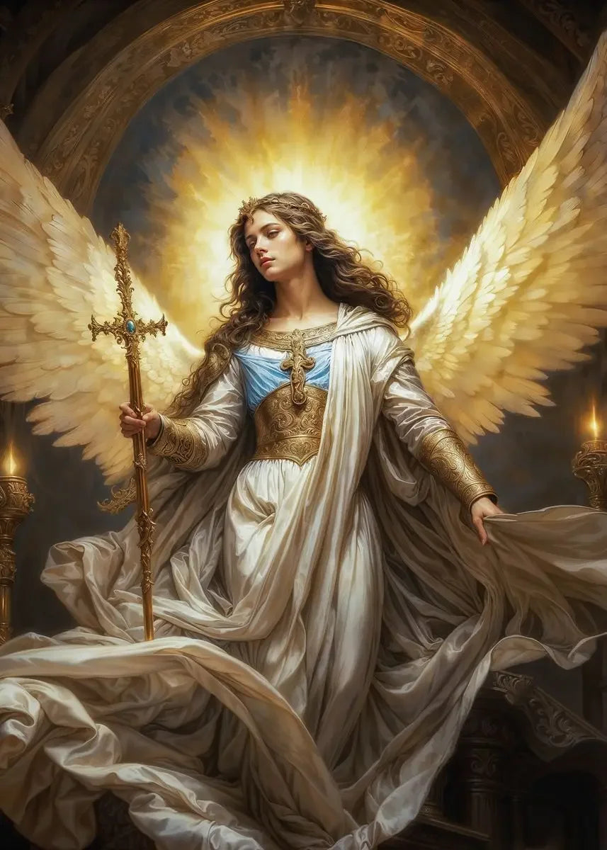 Nordic Religious Art Benevolent Portrait Of The Virgin Mary Archangel Canvas Painting, Wall Art for Living Room Home Decor Peaceful Pleasures Health and Wellness 13 30x40cm Unframed