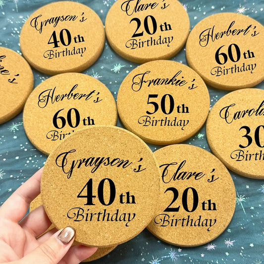 Personalized Engraved Wood Coasters | 30th–60th Birthday Favors Personalized Wood Coasters Peaceful Pleasures Health and Wellness