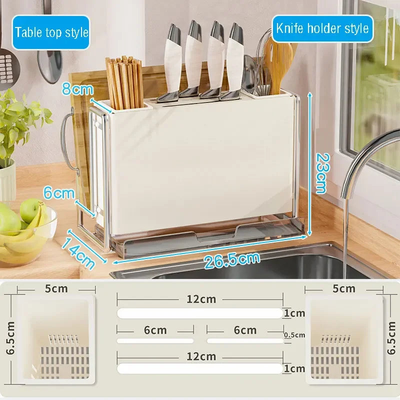 Multifunctional Kitchen Rack | Cutlery, Knife & Lid Organizer