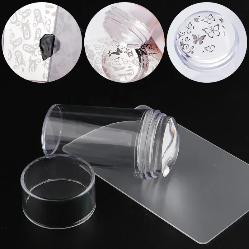 6pcs Transparent Big Square Nail Art Stamper, Scraper, Image Plate with cap, Manicure Print Tool, 1Set Peaceful Pleasures Health and Wellness