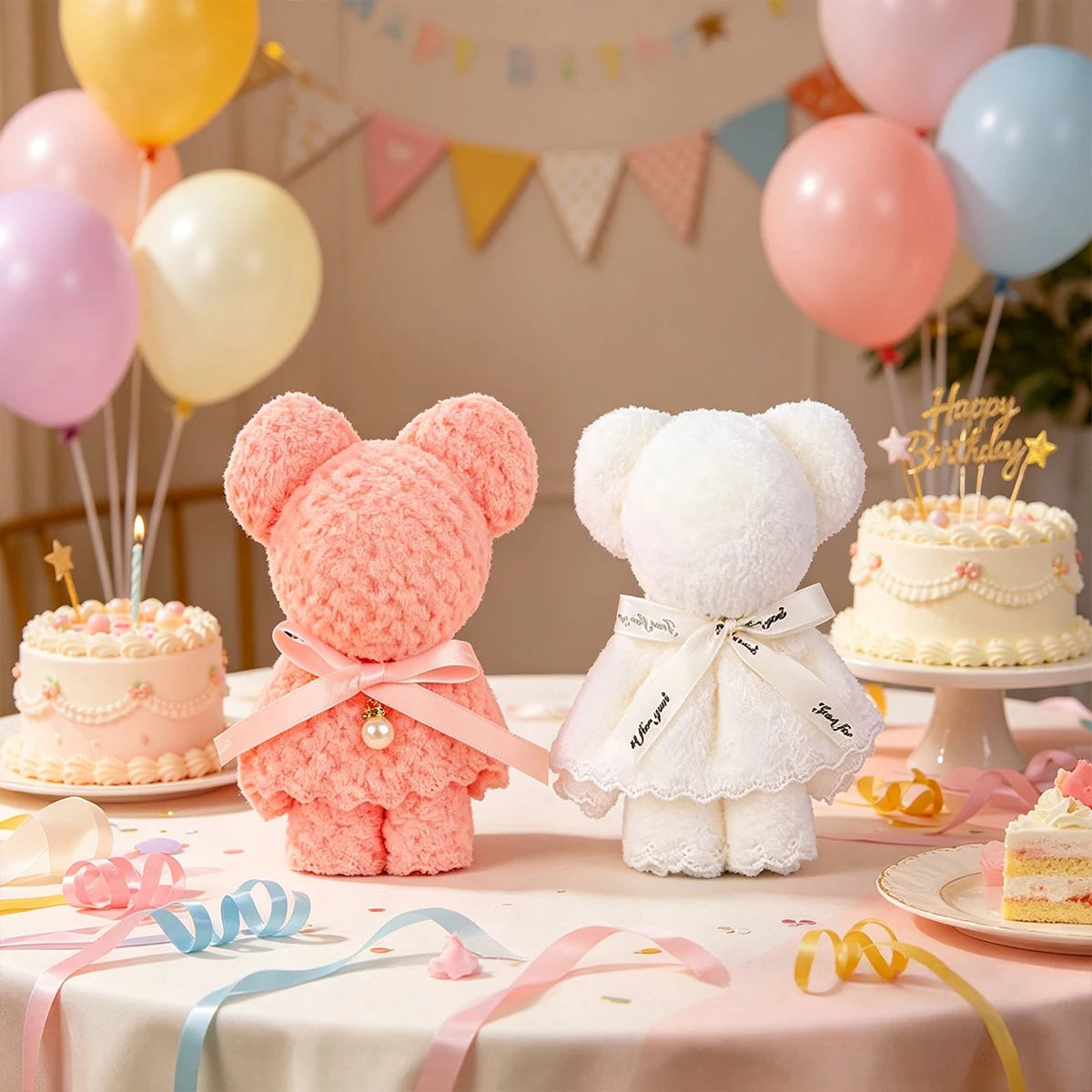 5-Pack Teddy Bear Towels | Wedding, Party & Holiday Gifts
