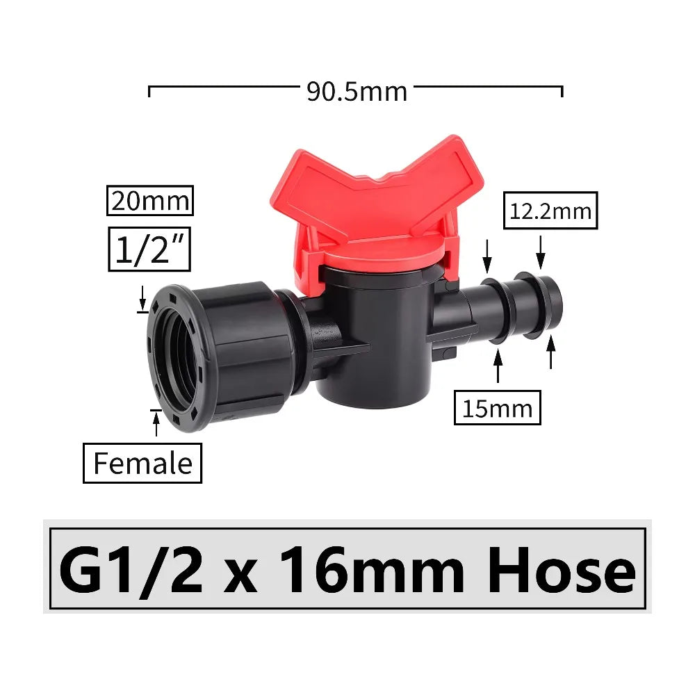 Connectors With 1/2 3/4 Inch Thread Drip Irrigation System Fitting 4/8/10/12/16/20/25mm Hose Barbed Mini Valve Garden Tap Barb Peaceful Pleasures Health and Wellness