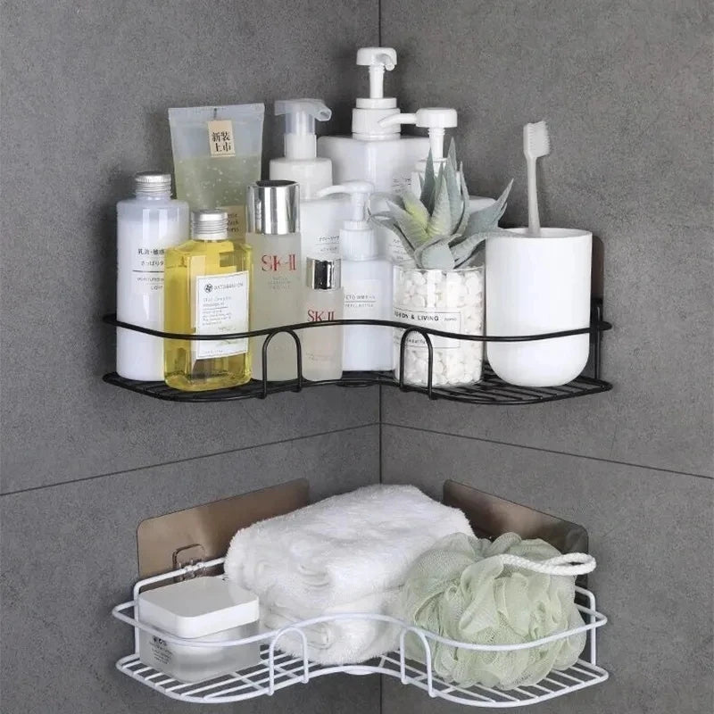 Wall Mounted Iron Corner Bathroom Shelf & Organizer Rack
