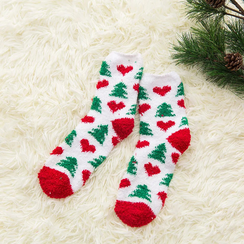 New Creative Design Winter Socks Coral Velvet Christmas Socks Children Santa Claus Home Warm Floor Socks Elk Cartoon Sleep Socks Peaceful Pleasures Health and Wellness E One Size