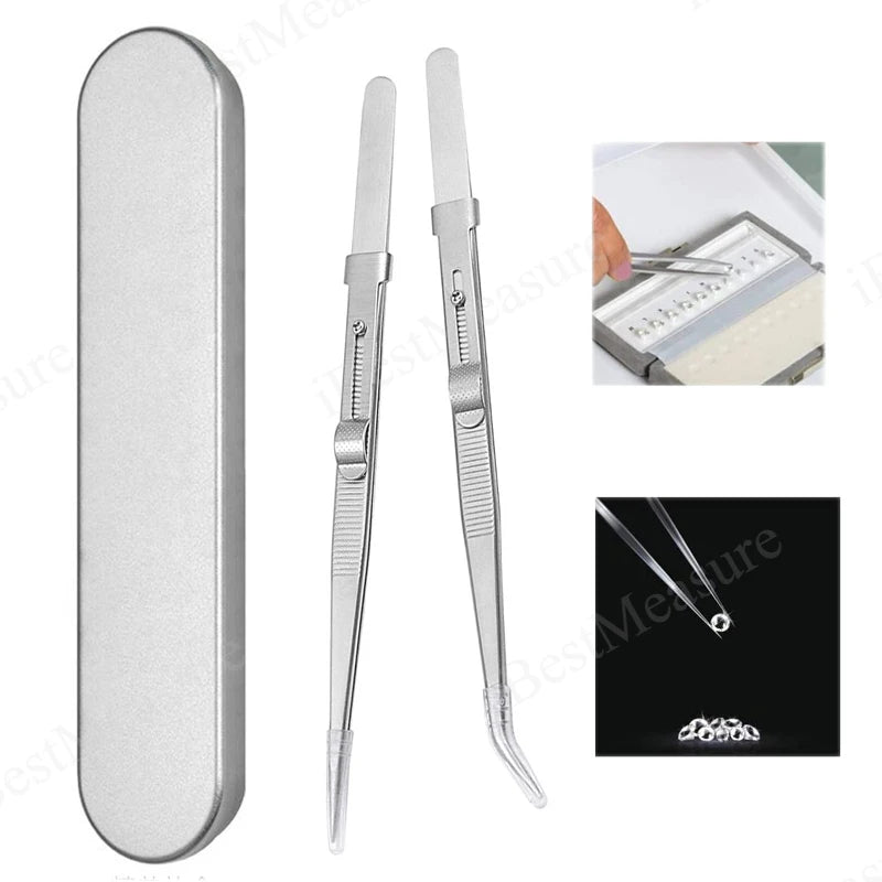 1/2pcs Tweezers Stainless Steel Fine Tipped Precision Tweezers Multipurpose Straight Curved Non-Slip Locking Tweezer for Jewelry Peaceful Pleasures Health and Wellness