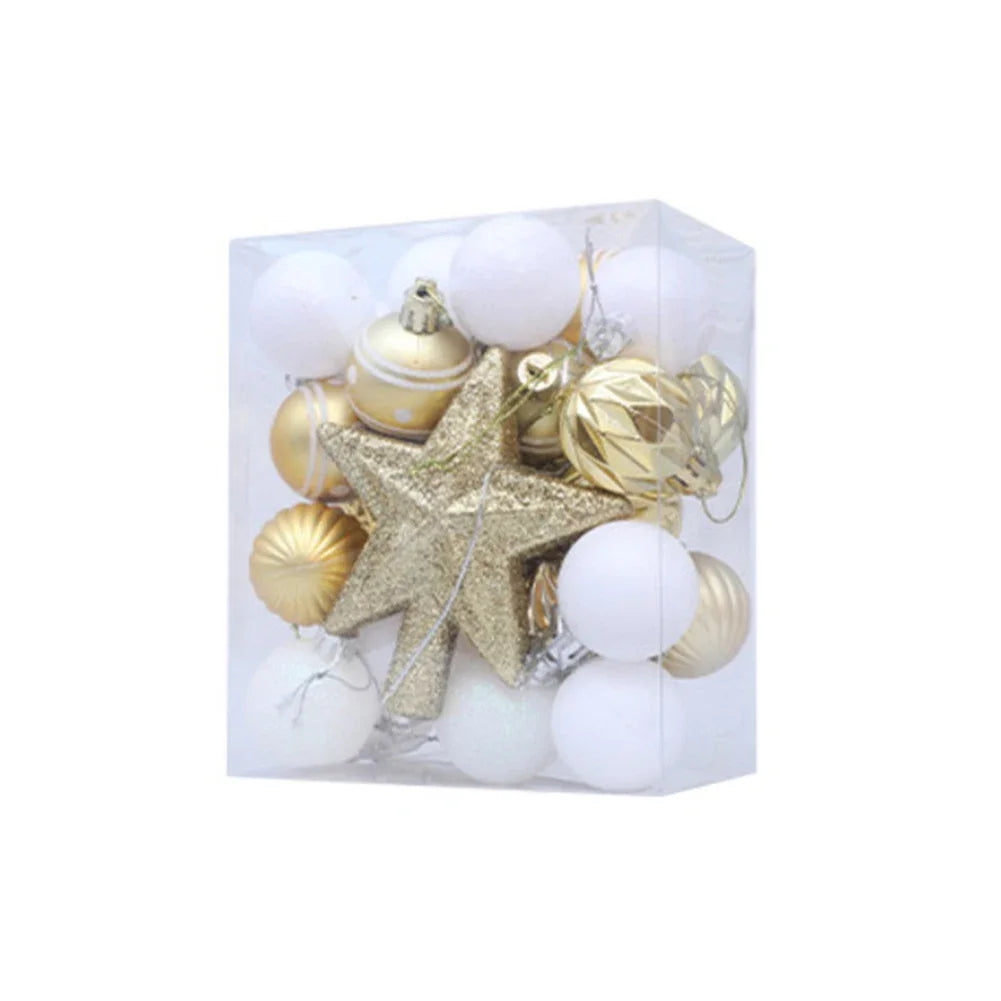 31-Piece Glitter Christmas Ball Ornament Set with Star Topper