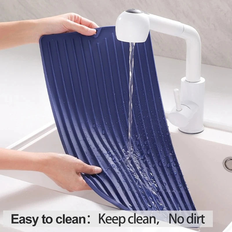 Silicone Dish Drying Mat for Kitchen Counter-Eco Friendly Food Grade Silicone Drying Mat,Easy to Clean Heat Resistant Dish Mat Peaceful Pleasures Health and Wellness