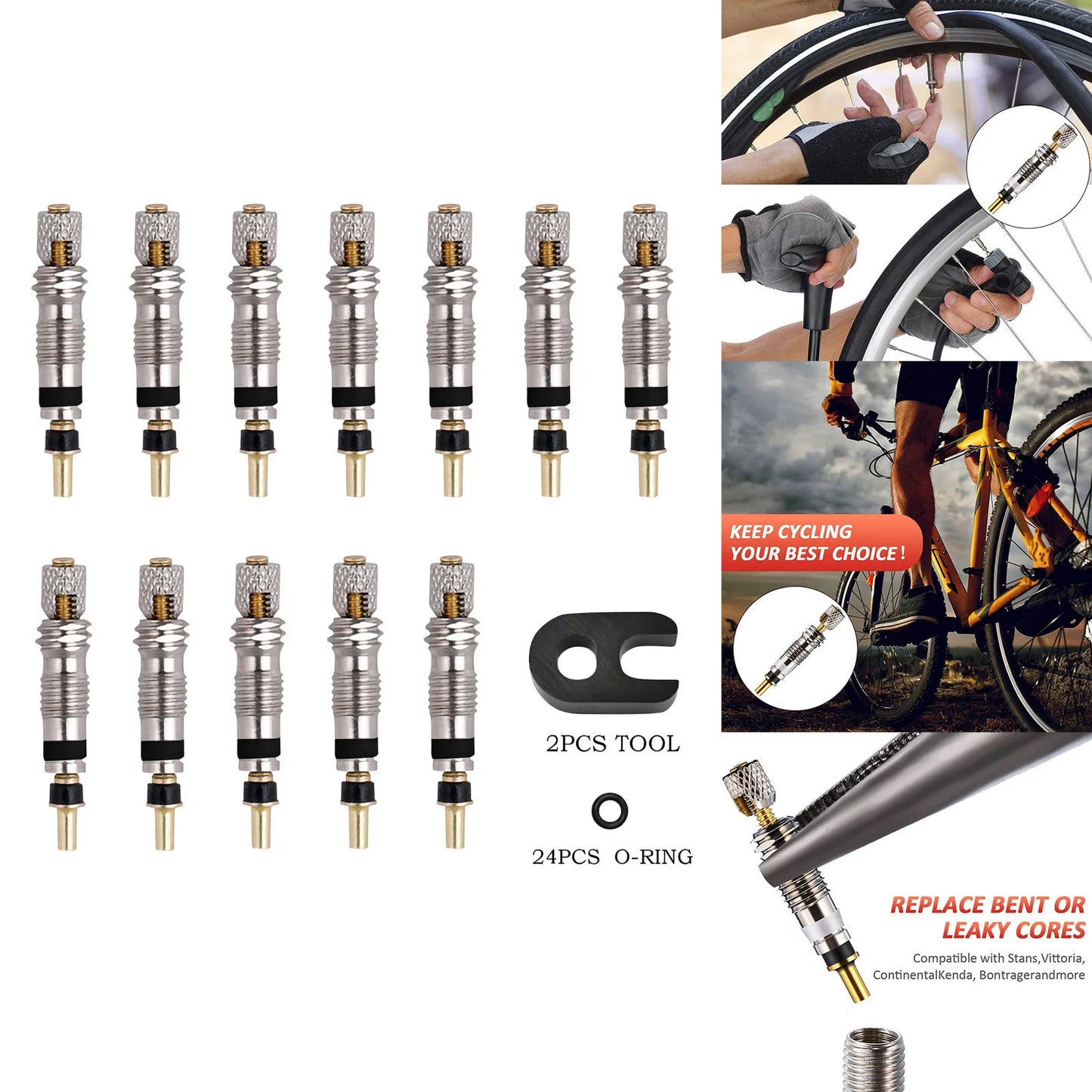 Presta Valve Core Stem – Brass Tubeless Road & MTB Bike 2/6/12pc