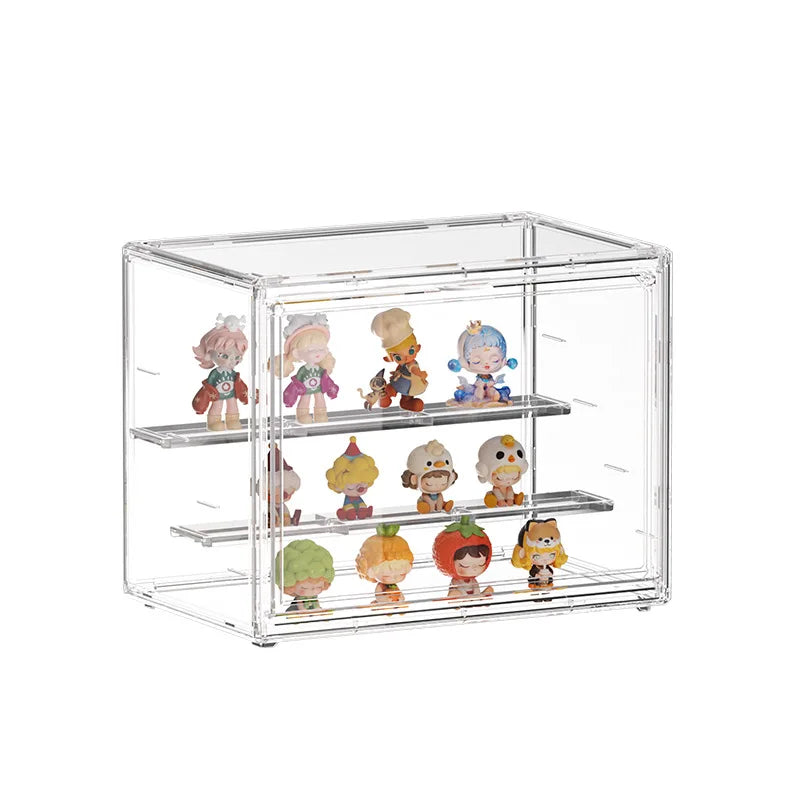 Cargo-Style Clear Display Case for Figures & Badges – Magnetic Opening Door, 2 Design Options, Transparent Storage Box Peaceful Pleasures Health and Wellness