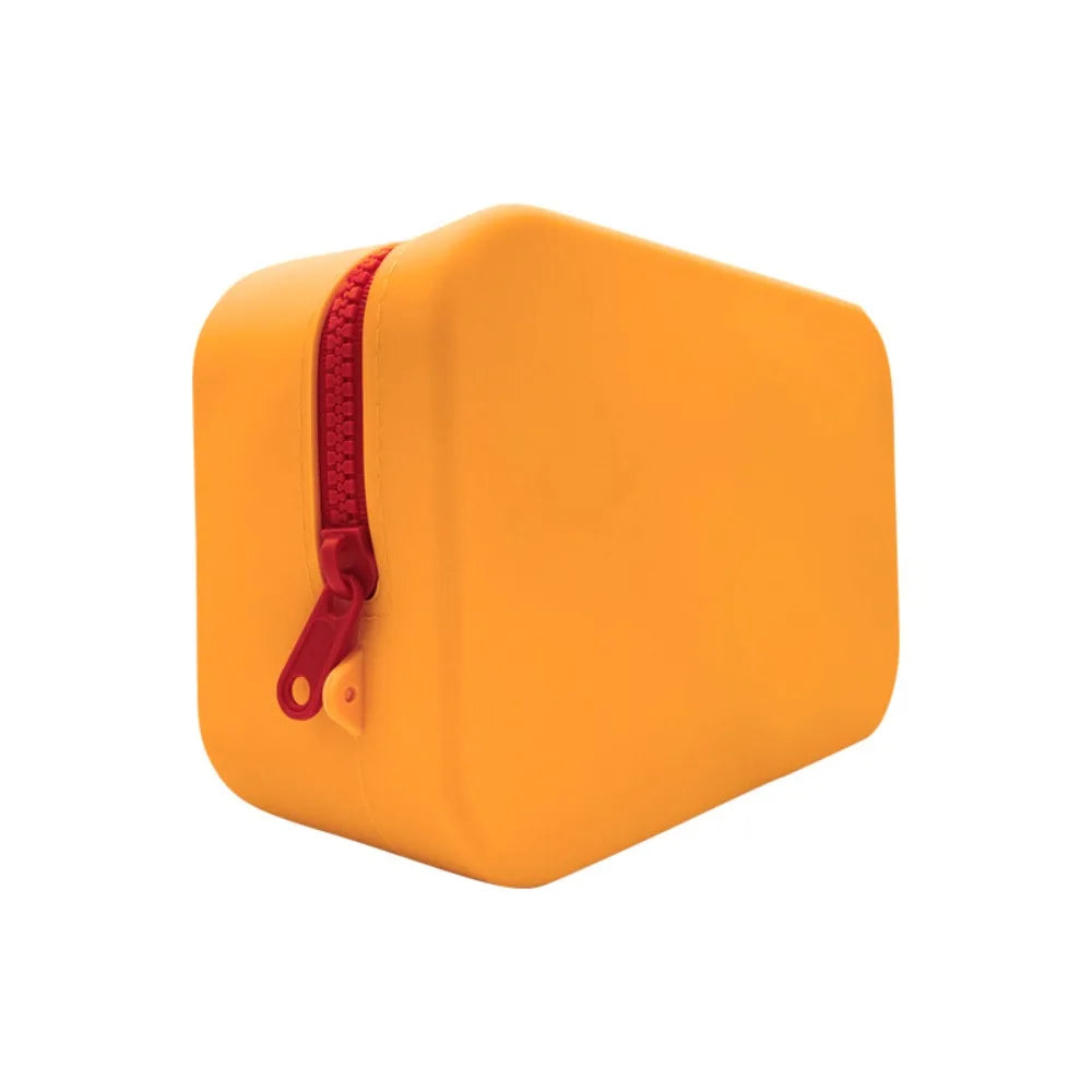 Portable Large Capacity Silicone Coin Purse Waterproof Zipper Lipstick Bags Data Line ID Credit Card Holder Peaceful Pleasures Health and Wellness Orange