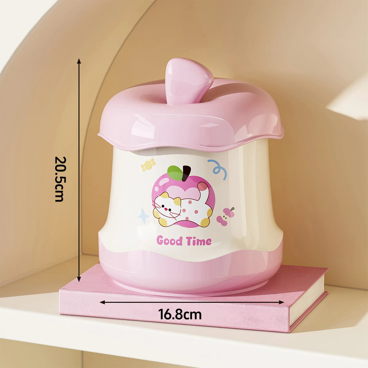 1Pcs Cartoon Pattern Desktop Trash Bin Apple Shaped Press Open Lid Storage Bin Snacks Paper Scraps Miscellaneous Items Trash Peaceful Pleasures Health and Wellness Purple Pink