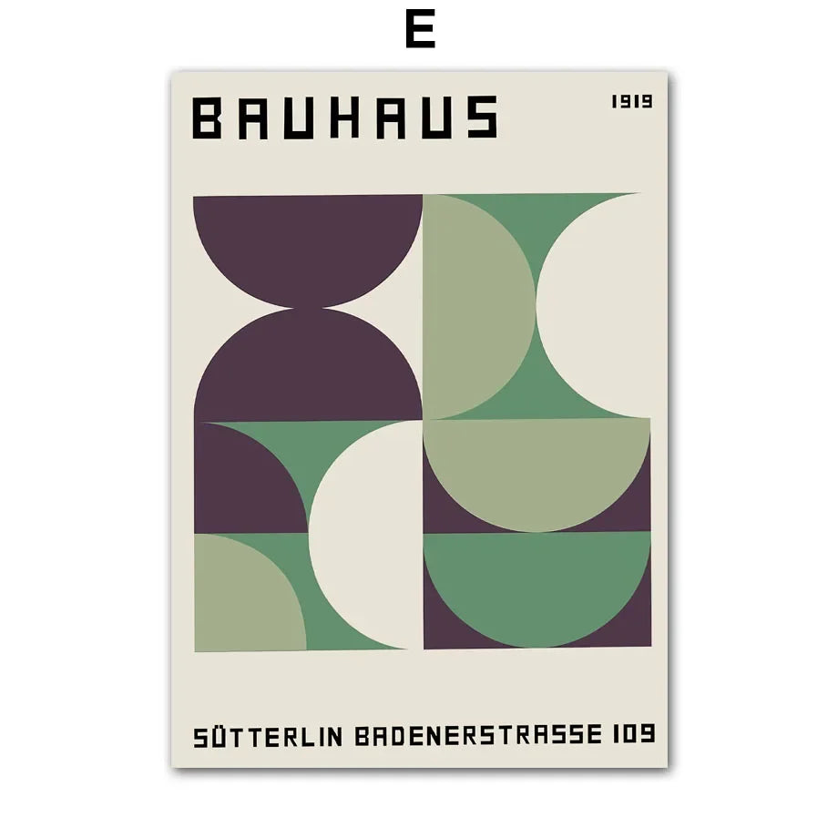 Scandinavian Bauhaus Green Color Block Canvas Wall Art Print