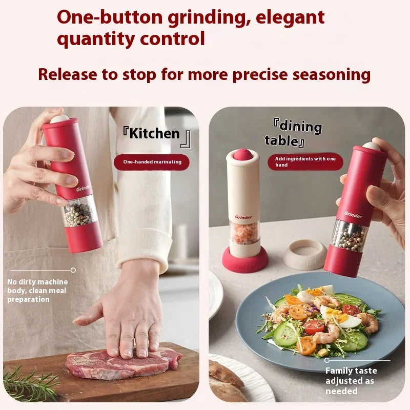 New Electric Pepper Grinder for Kitchen Freshly Ground Seasoning Sea Salt Pepper Powder Black Pepper Ground Bottle Household Use Peaceful Pleasures Health and Wellness