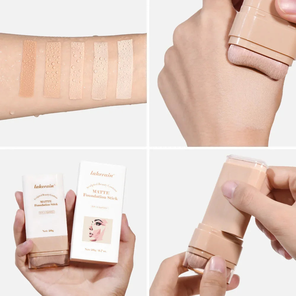 Matte Foundation Contour Stick | 5 Shades & Built-In Brush