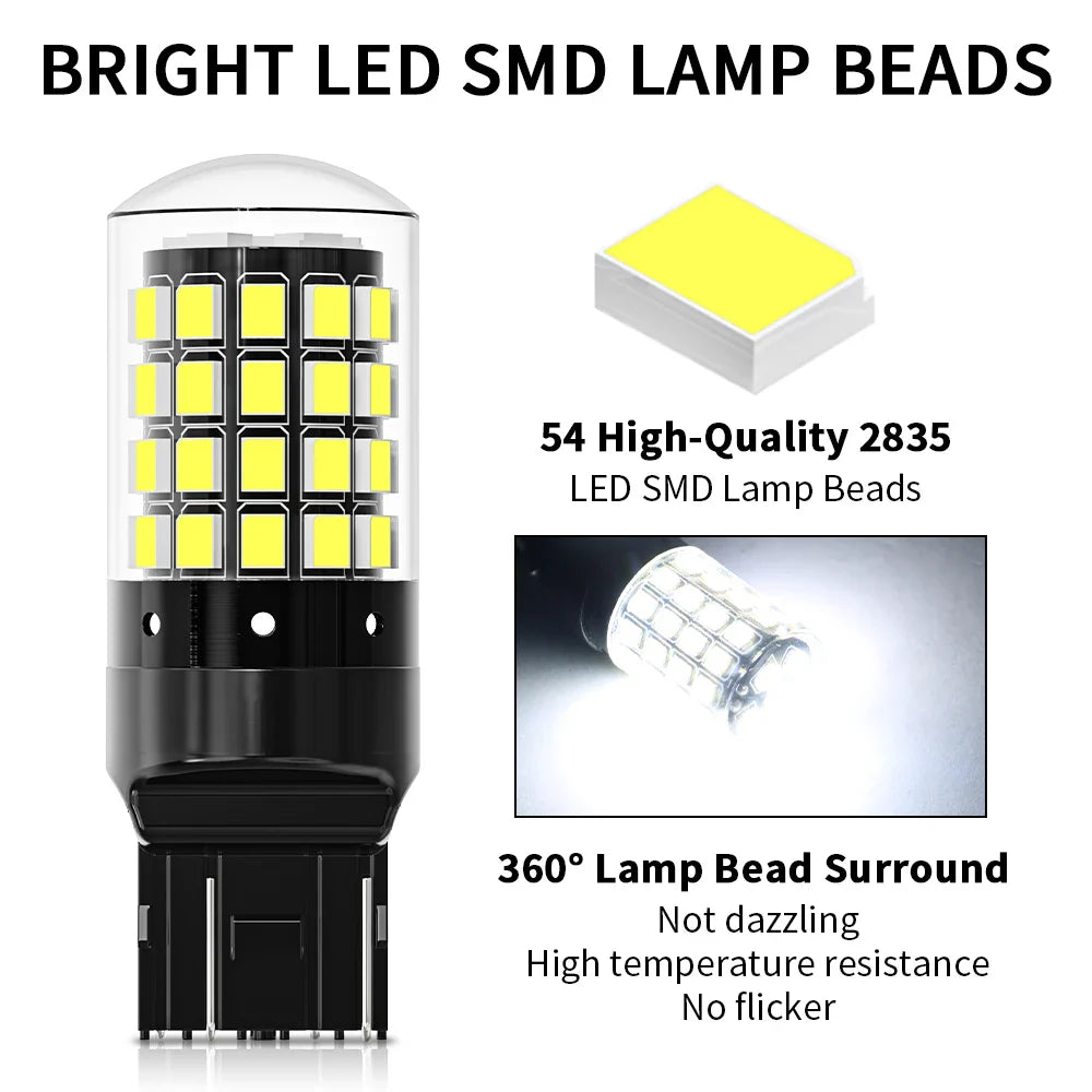 ASLENT 2-Pack 54-SMD LED Bulbs | Turn Signal Brake Reverse 12V