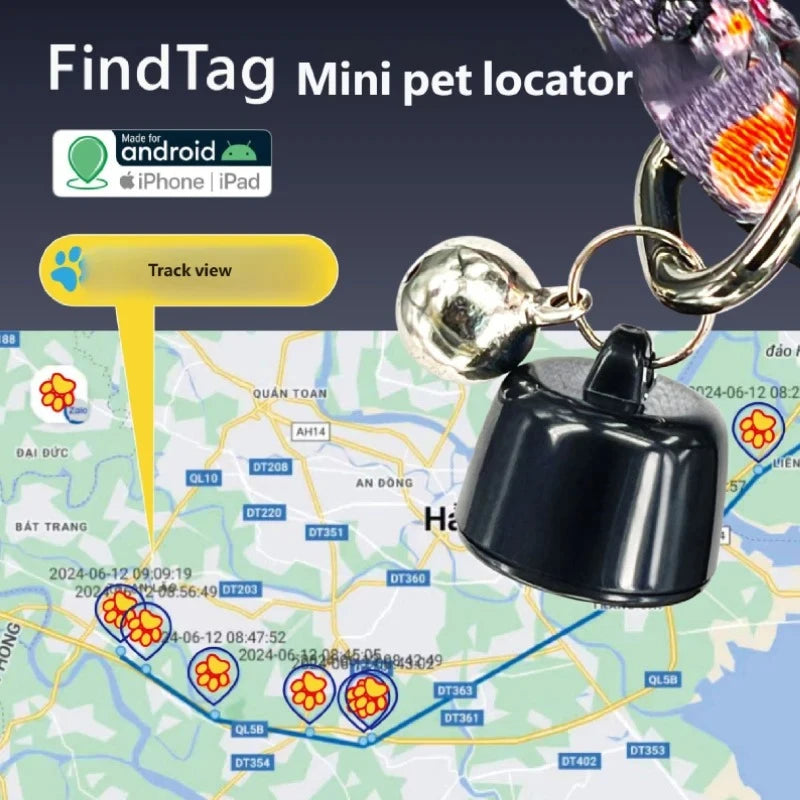 Mini Pet GPS Tracker Global Locator Compatible with Android iOS Support 3 Days Movement View for Birds Dogs Cats Peaceful Pleasures Health and Wellness