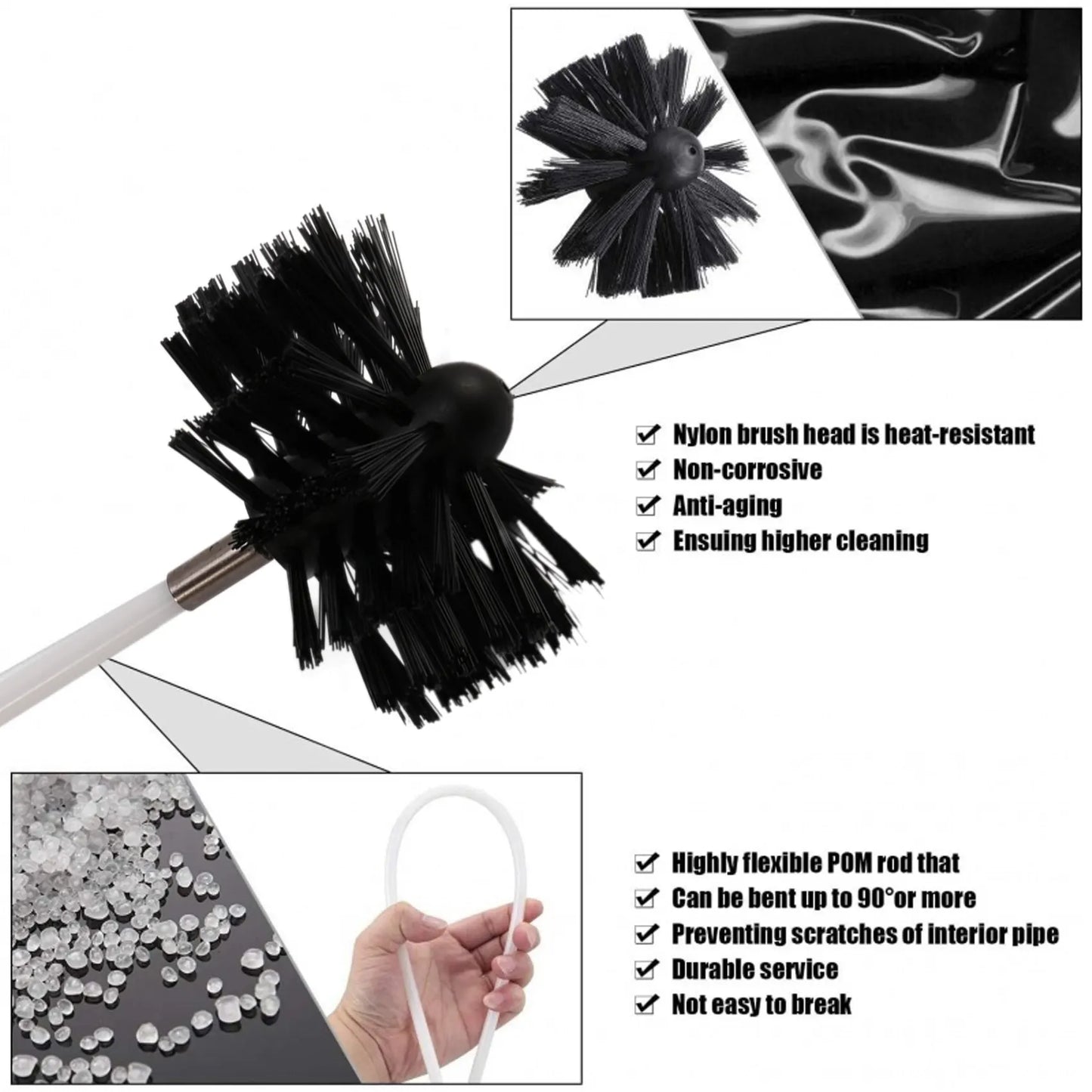A36T-Dryer Vent Cleaner Kit 12 Feet, Flexible 9 Rods Dry Duct Cleaning Kit Chimney Brush With Dryer Lint Brush Peaceful Pleasures Health and Wellness