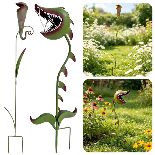 Man Eating Flower Pitcher Plant Iron Decorative Stake,Metal Carnivorous Plant Garden Stake,Yard/Garden Landscape/Pathway Decor Peaceful Pleasures Health and Wellness