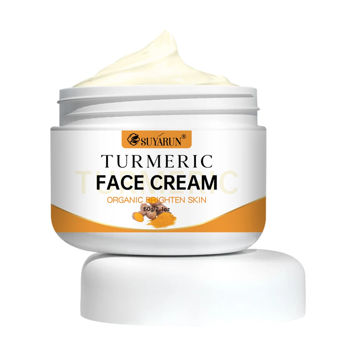 SUYARUN Turmeric Face Cream - Anti-Aging & Brightening, Oil-Free Moisturizer for Sensitive Skin, Organic Skincare with Vitamin E Peaceful Pleasures Health and Wellness 60g