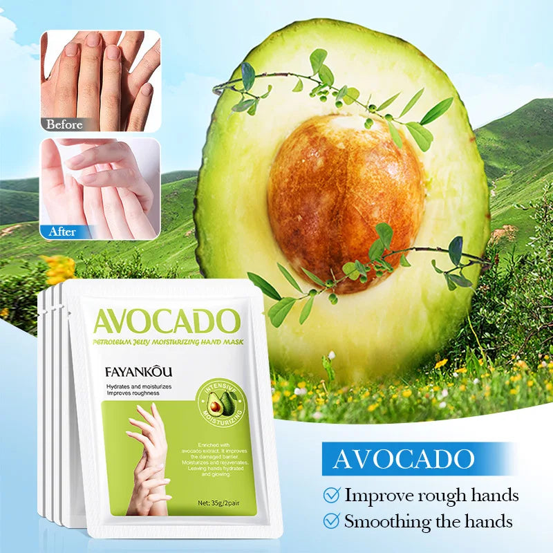 BIOAOUA Avocado Hand Mask – Moisturizing & Anti-Aging (1/3/5 Pairs)