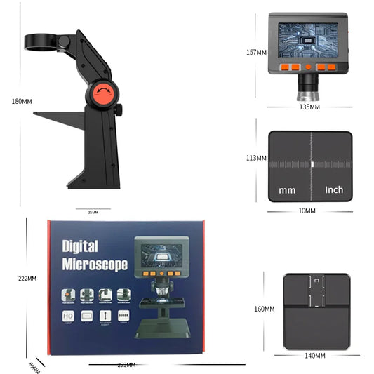 Digital Microscope with Screen, High-Definition Portable Mobile Phone, Magnifying and Repairing Industrial Video Microscope Peaceful Pleasures Health and Wellness P110