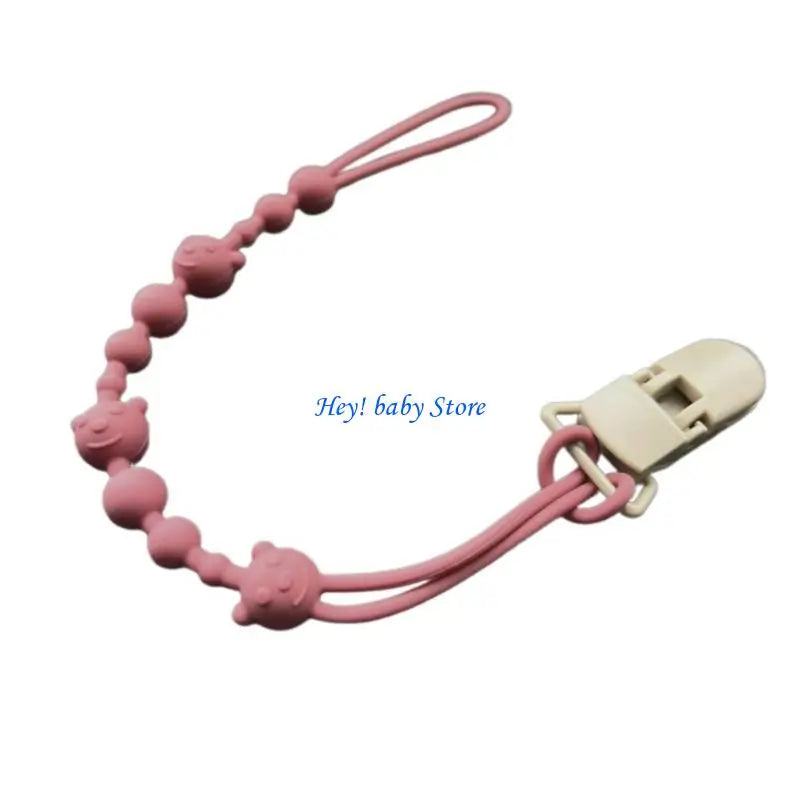 Bear Pattern Silicone Baby Pacifier Clip Chain | Safe Soother