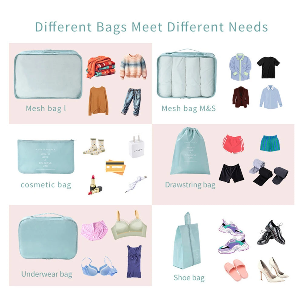 7-Piece Travel Storage Bag Set – Large Capacity Luggage Organizer for Clothes, Moving & Packing Peaceful Pleasures Health and Wellness