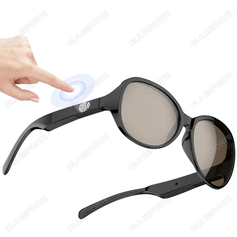 F07 Bluetooth Glasses With Music IP4 Waterproof Uv400 Wireless Stereo Polarizing Bezel Fishing Polarized Men's Sunglasses Sports Peaceful Pleasures Health and Wellness Black