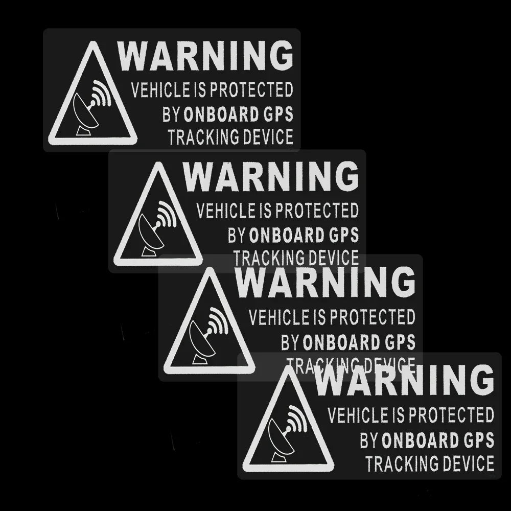 4X WARNING On Board GPS Tracking Device Vehicle Sign Sticker Protected By Car Van Boat Taxi Safety Alarm Dash Decal Peaceful Pleasures Health and Wellness