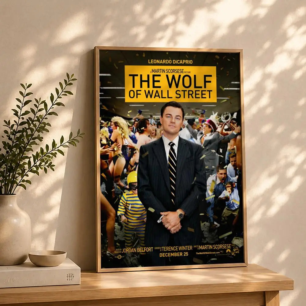 Movie T-The Wolf of Wall StreetS Poster HD Self Adhesive Waterproof Wall Art Ideal for Home Office Dorm Bedroom Great Gift Peaceful Pleasures Health and Wellness