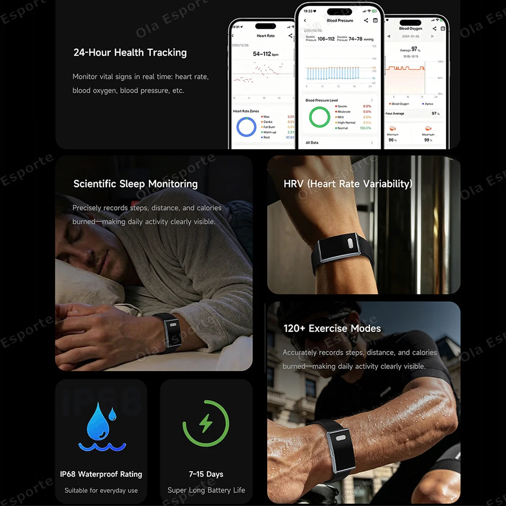 ECG Smart Bracelet Heart Rate Sleep 5ATM Waterproof Fitness Watch 2026 New NO Screen Smartwatch Men Women Health Sport Wristband Peaceful Pleasures Health and Wellness