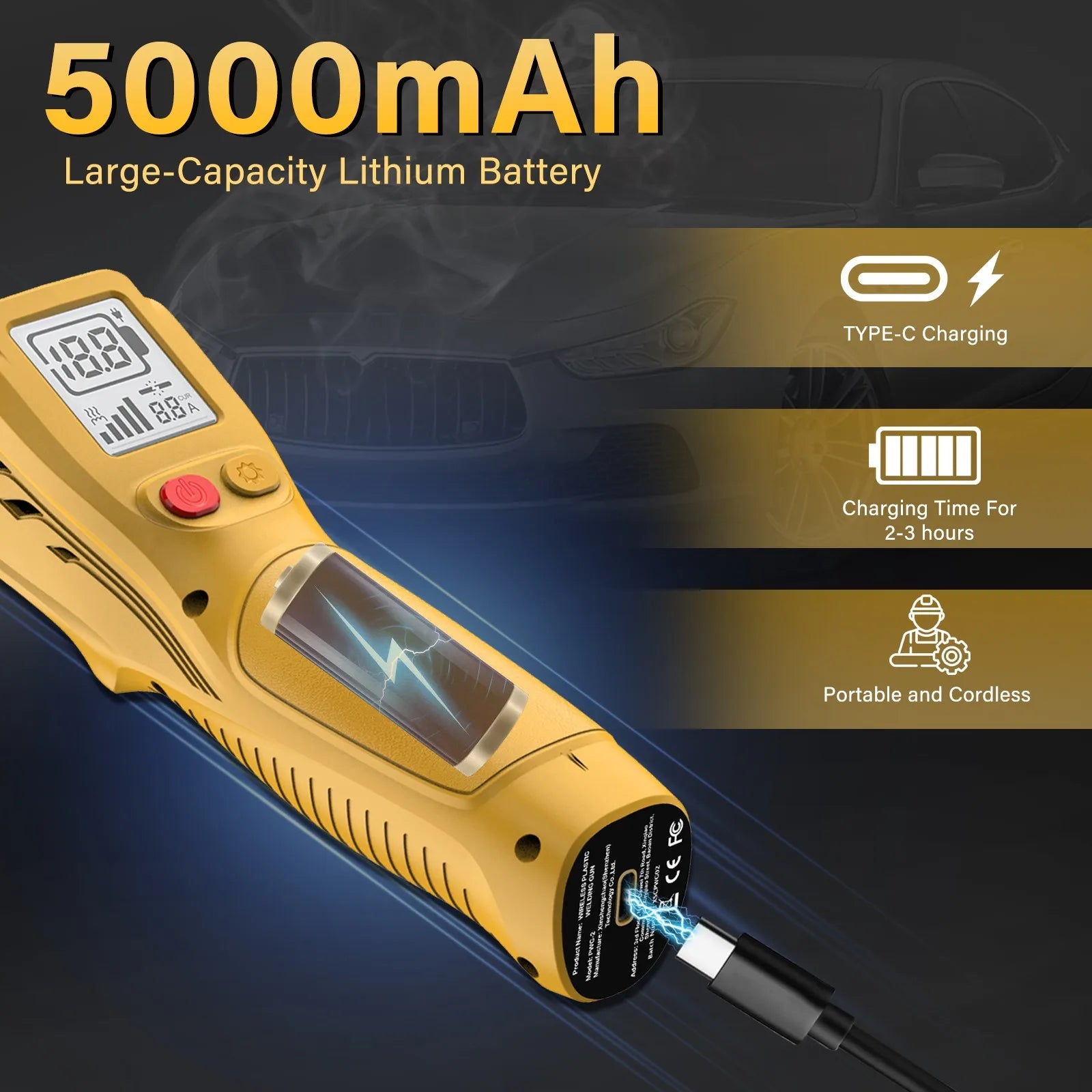 500W Wireless Plastic Welding Gun with LCD Hot Stapler Plastic Repair for Car Motorcycle DIY, USB Charging Handheld Welder Tool Peaceful Pleasures Health and Wellness